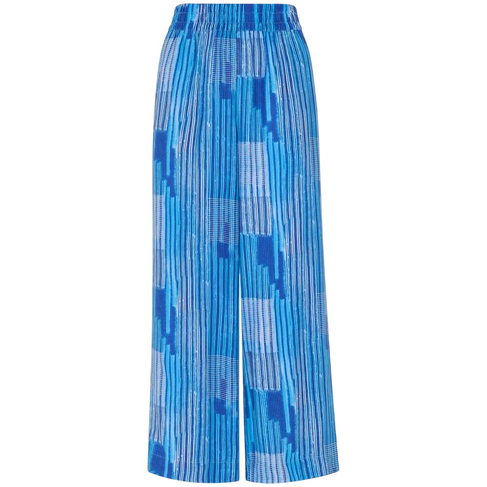 Whistles Blue Stripe Print Cropped Trousers